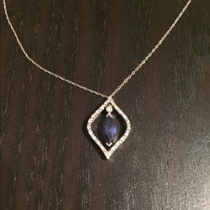 Silver and sapphire necklace
